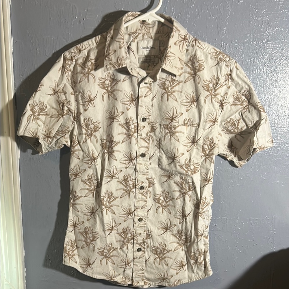 Goodfellow & Co Beige and Tan Floral Shirt